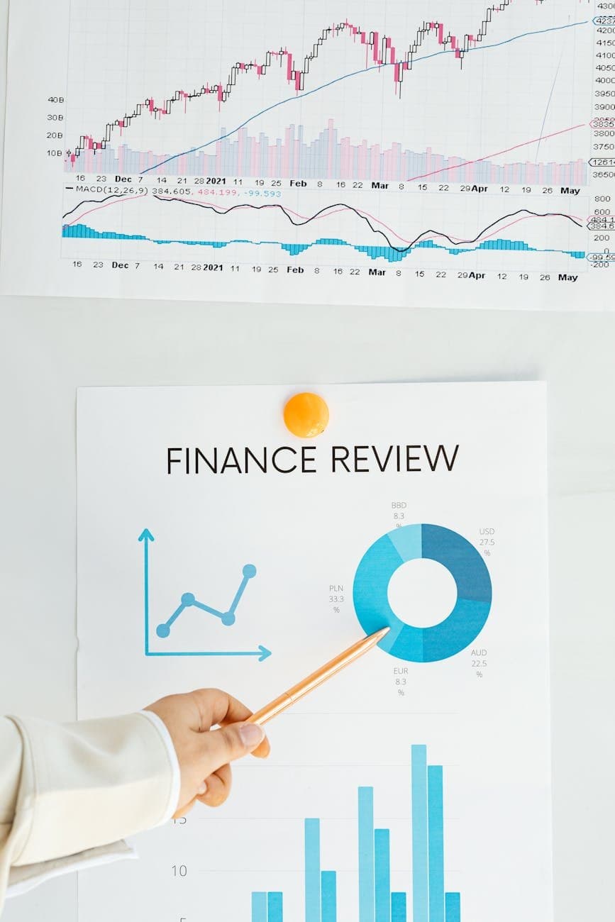 business person reviewing financial charts and reports (Pexels)