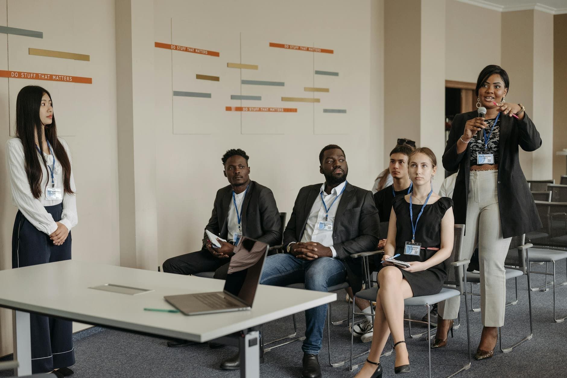 group of employees participating in a workplace equality seminar (Pexels)